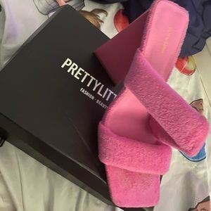 Pink Double Strap Triangle Heel Mules